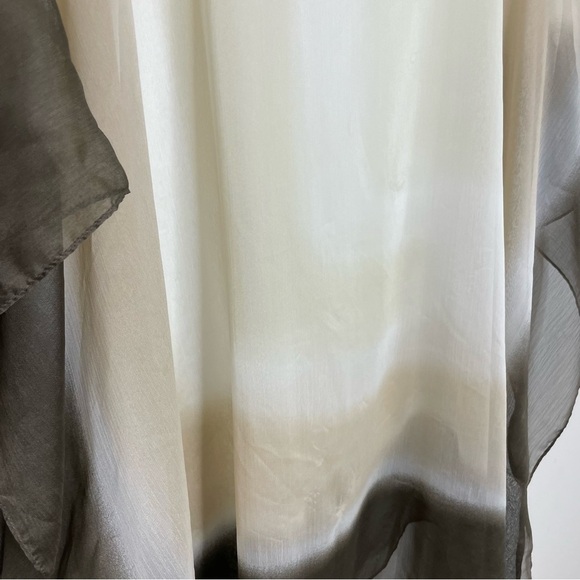 Sheer Ethereal Boho Geometric Ombré Poncho Tunic Top Minimalist Contemporary - Picture 6 of 12